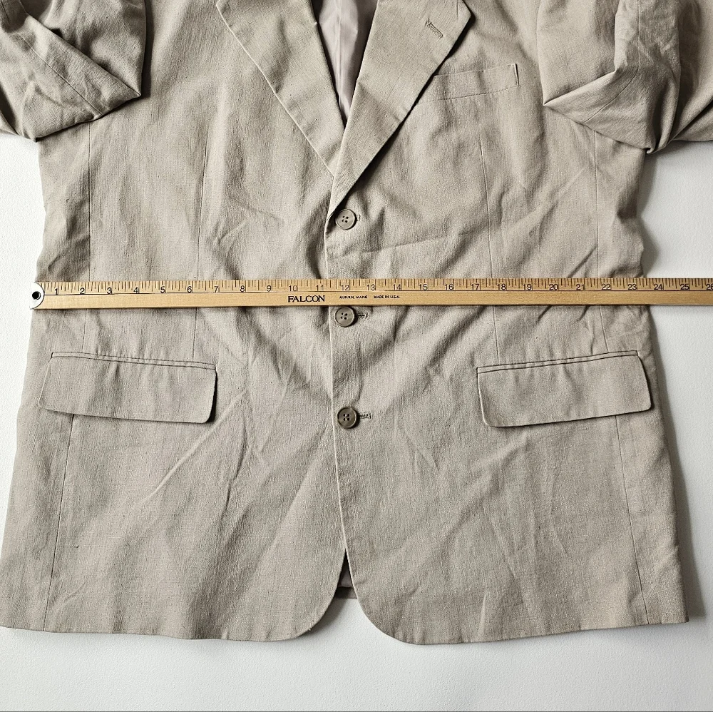 Vintage Members Only Sand Beige 55% Linen 45% Cotton Blazer Sport Coat 44R